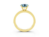 Yellow gold Round Cut Aquamarine Milgrain Pavé Engagement Ring with Four-Prong Setting_3