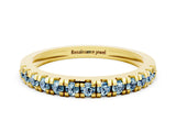Yellow gold Round Cut Aquamarine Pavé Set Thin Band