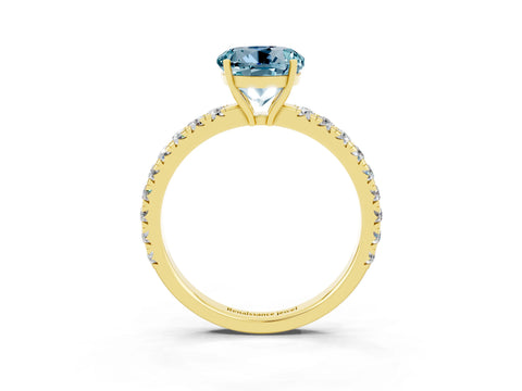 Yellow gold Round Cut Aquamarine Pavé Solitaire Engagement Ring with Four-Prong Setting_15