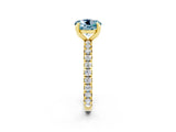 Yellow gold Round Cut Aquamarine Pavé Solitaire Ring with Round Band and Prong Setting_26