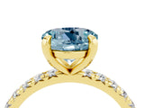 Yellow gold Round Cut Aquamarine Pavé Solitaire Ring with Round Band and Prong Setting_28