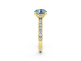 Yellow gold Round Cut Aquamarine Pave Band Solitaire Ring with Four-Prong Setting_26