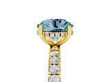 Yellow gold Round Cut Aquamarine Pave Band Solitaire Ring with Four-Prong Setting_29