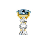 Yellow gold Round Cut Aquamarine Prong Setting with Side Stones on a Pave Band_5