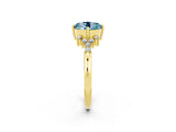 Yellow gold Round Cut Aquamarine Ring with Side Stones and Four-Prong Setting_38