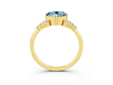 Yellow gold Round Cut Aquamarine Ring with Side Stones and Four-Prong Setting_39