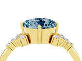 Yellow gold Round Cut Aquamarine Ring with Side Stones and Four-Prong Setting_40