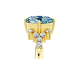 Yellow gold Round Cut Aquamarine Ring with Side Stones and Four-Prong Setting_41