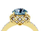 Yellow gold Round Cut Aquamarine Scalloped Halo Engagement Ring with Round Shared Prong Band_28