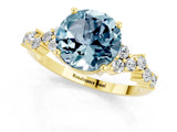 Yellow gold Round Cut Aquamarine Scattered Round Accent Ring with Prong Setting_13