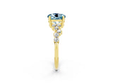 Yellow gold Round Cut Aquamarine Scattered Round Accent Ring with Prong Setting_14
