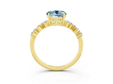 Yellow gold Round Cut Aquamarine Scattered Round Accent Ring with Prong Setting_15