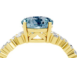 Yellow gold Round Cut Aquamarine Scattered Round Accent Ring with Prong Setting_16