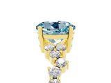 Yellow gold Round Cut Aquamarine Scattered Round Accent Ring with Prong Setting_17