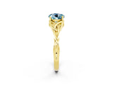 Yellow gold Round Cut Aquamarine Solitaire Celtic Knot Ring with Four-Prong Setting_14