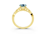 Yellow gold Round Cut Aquamarine Solitaire Celtic Knot Ring with Four-Prong Setting_15