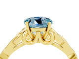 Yellow gold Round Cut Aquamarine Solitaire Celtic Knot Ring with Four-Prong Setting_16