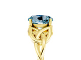 Yellow gold Round Cut Aquamarine Solitaire Celtic Knot Ring with Four-Prong Setting_17
