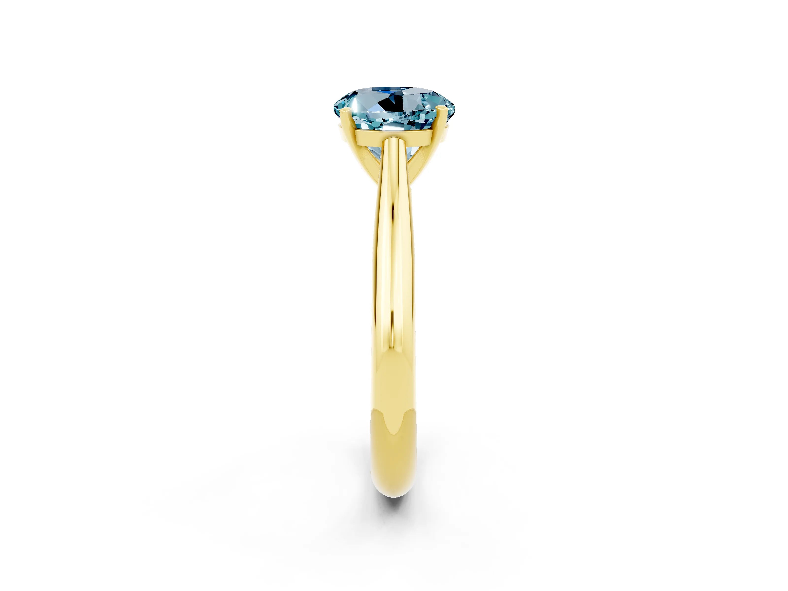 Yellow gold Round Cut Aquamarine Solitaire Engagement Ring with Cathedral Setting and Four-Prong Mount_14