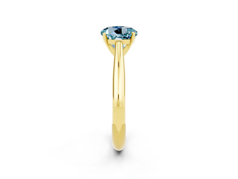 Yellow gold Round Cut Aquamarine Solitaire Engagement Ring with Cathedral Setting and Four-Prong Mount_14