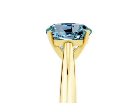 Yellow gold Round Cut Aquamarine Solitaire Engagement Ring with Cathedral Setting and Four-Prong Mount_17