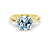Yellow gold Round Cut Aquamarine Solitaire Engagement Ring with Cathedral Setting and Four-Prong Mount_24