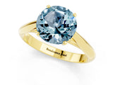 Yellow gold Round Cut Aquamarine Solitaire Engagement Ring with Cathedral Setting and Four-Prong Mount_25