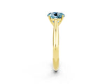 Yellow gold Round Cut Aquamarine Solitaire Engagement Ring with Cathedral Setting and Four-Prong Mount_26