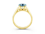 Yellow gold Round Cut Aquamarine Solitaire Engagement Ring with Cathedral Setting and Four-Prong Mount_27