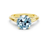 Yellow gold Round Cut Aquamarine Solitaire Engagement Ring with Cathedral Setting and Four-Prong Mount_30