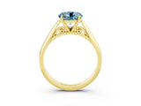 Yellow gold Round Cut Aquamarine Solitaire Engagement Ring with Cathedral Setting and Four-Prong Mount_33
