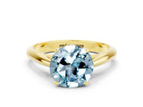 Yellow gold Round Cut Aquamarine Solitaire Engagement Ring with Cathedral Setting and Four-Prong Mount_72