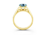 Yellow gold Round Cut Aquamarine Solitaire Engagement Ring with Cathedral Setting and Four-Prong Mount_75