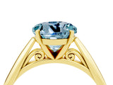 Yellow gold Round Cut Aquamarine Solitaire Engagement Ring with Cathedral Setting and Four-Prong Mount_76
