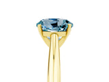 Yellow gold Round Cut Aquamarine Solitaire Engagement Ring with Cathedral Setting and Four-Prong Mount_77