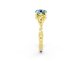 Yellow gold Round Cut Aquamarine Solitaire Engagement Ring with Celtic Knot Band and Four-Prong Setting_2