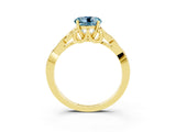 Yellow gold Round Cut Aquamarine Solitaire Engagement Ring with Celtic Knot Band and Four-Prong Setting_3
