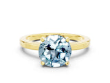 Yellow gold Round Cut Aquamarine Solitaire Engagement Ring with Classic Band and Four-Prong Setting_24