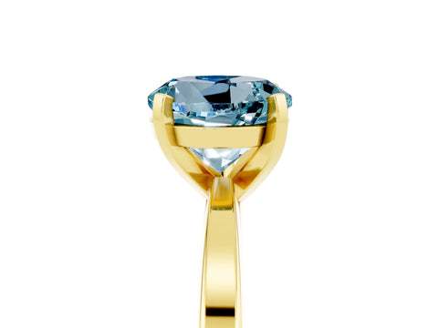 Yellow gold Round Cut Aquamarine Solitaire Engagement Ring with Classic Band and Four-Prong Setting_29