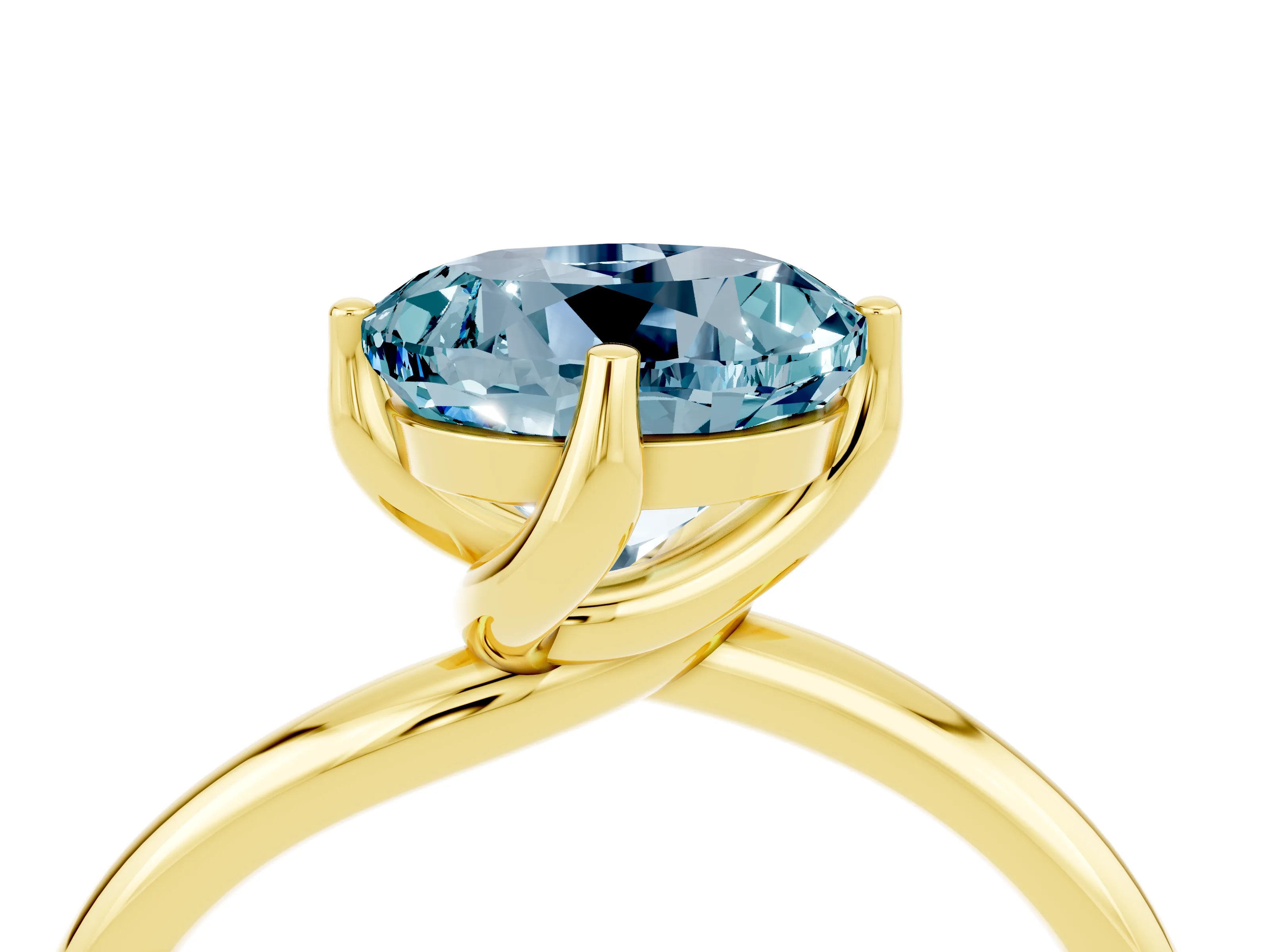 Yellow gold Round Cut Aquamarine Solitaire Engagement Ring with Four-Prong Setting and Classic Band_16