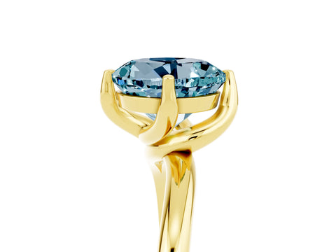 Yellow gold Round Cut Aquamarine Solitaire Engagement Ring with Four-Prong Setting and Classic Band_17