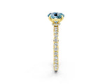 Yellow gold Round Cut Aquamarine Solitaire Engagement Ring with Pavé Band and Four-Prong Setting_2