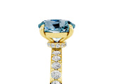 Yellow gold Round Cut Aquamarine Solitaire Engagement Ring with Pavé Band and Four-Prong Setting_5