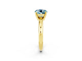Yellow gold Round Cut Aquamarine Solitaire Engagement Ring with Round Band and Four-Prong Setting_2