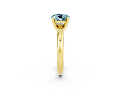 Yellow gold Round Cut Aquamarine Solitaire Engagement Ring with Round Band and Four-Prong Setting_2
