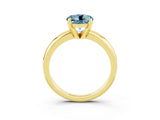Yellow gold Round Cut Aquamarine Solitaire Engagement Ring with Round Band and Four-Prong Setting_3