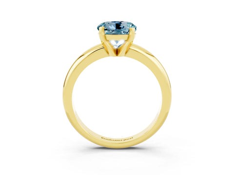 Yellow gold Round Cut Aquamarine Solitaire Engagement Ring with Round Band and Four-Prong Setting_3