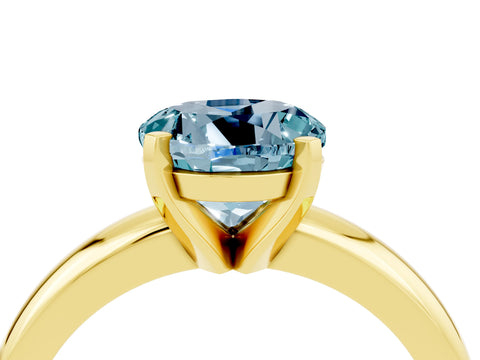 Yellow gold Round Cut Aquamarine Solitaire Engagement Ring with Round Band and Four-Prong Setting_4