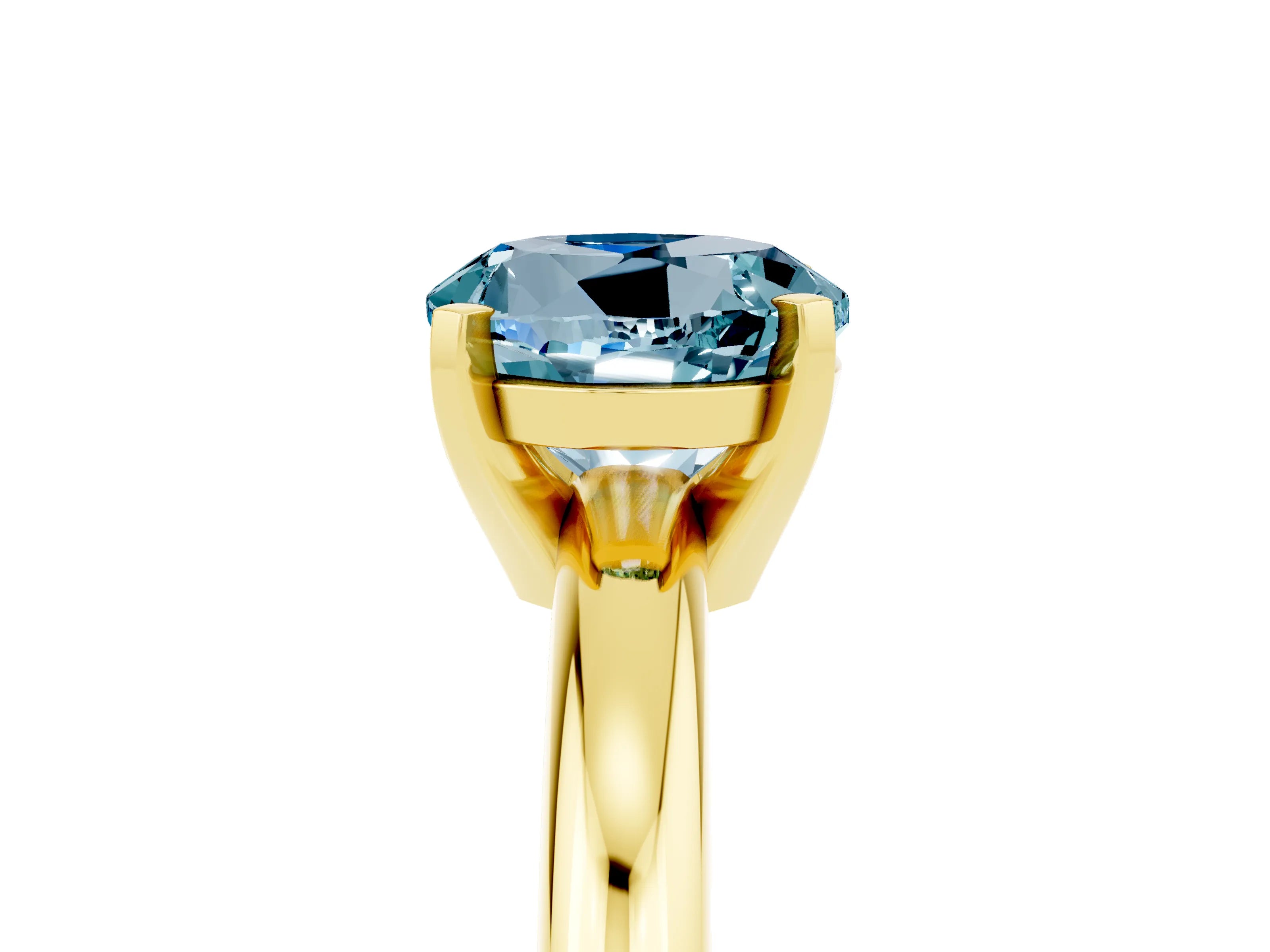Yellow gold Round Cut Aquamarine Solitaire Engagement Ring with Round Band and Four-Prong Setting_5