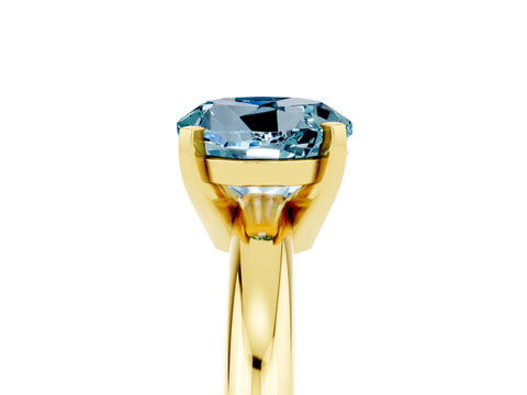 Yellow gold Round Cut Aquamarine Solitaire Engagement Ring with Round Band and Four-Prong Setting_5